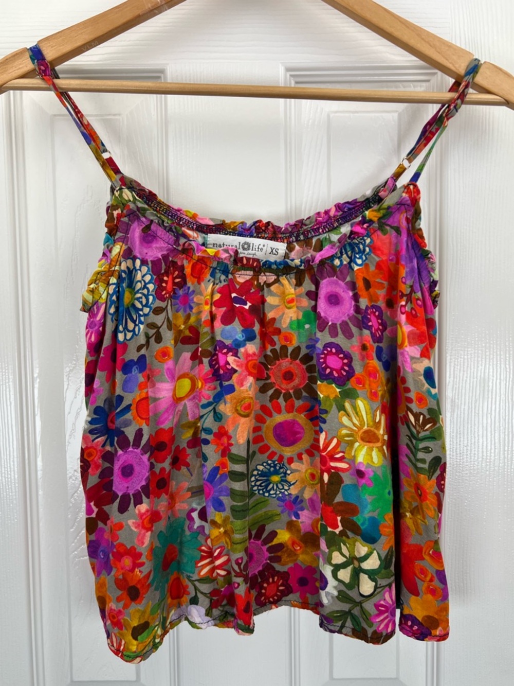 Natural Life Floral Cami Tank Top Multicolor Boho Cottagecore XS